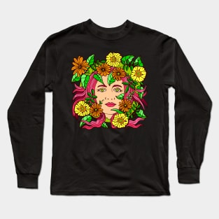 Wild Pink Floral Garden Girl Long Sleeve T-Shirt